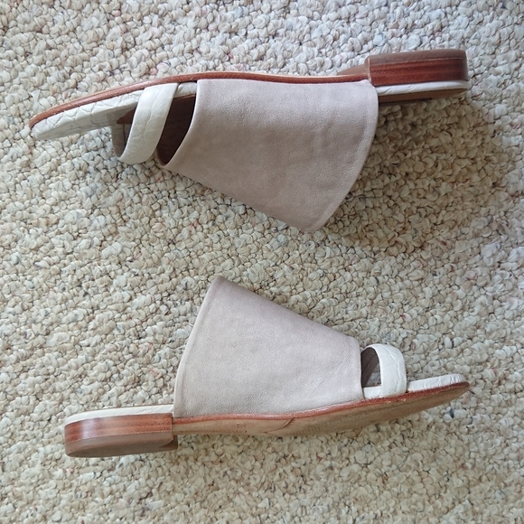 Alberto Fermani Tan and White Italian leather Slide Sandals size 6 - Picture 5 of 13